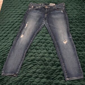 AG Adriano Goldschmied Distressed Blue Super Skinny Ankle Jeans